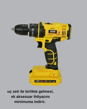 Ergonomik Tasarımlı 12V Matkap | 2 Vitesli LED Aydınlatmalı ve Dayanıklı