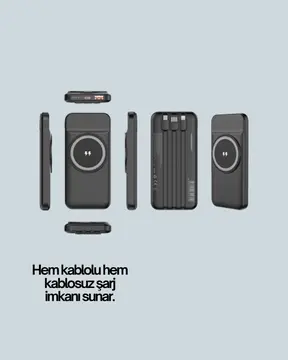 Çoklu Cihaz Uyumu ile Kablolu ve Kablosuz Şarj – Pratik Powerbank