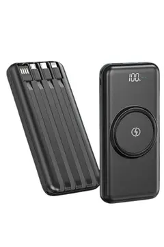 Kablosuz Çoklu Şarj Girişli 10.000 Mah Kablolu Powerbank Taşınabilir
