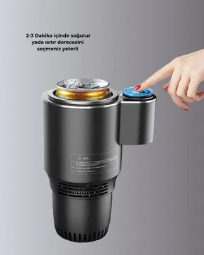 Araç İçi Akıllı Bardaklık Isıtıcı Soğutucu Dijital Ekranlı