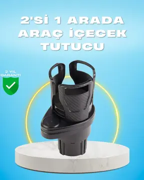 Çiftli Araba Bardak Tutucu Karbon Fiber Görünümlü 360° Ayarlı