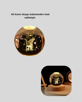 USB’li Küçük Prens Işıklı Cam Küre Ahşap Altlıklı Dekoratif Lamba