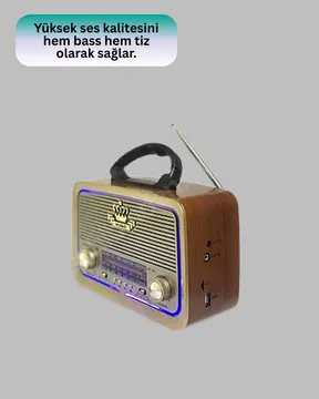 Eskitme Tasarımlı Ahşap Bluetooth Radyo LED Aydınlatmalı