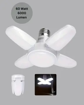 4 Kollu Katlanır Pervane LED Ampül 60 Watt Yüksek Aydınlatma ve Enerji Tasarrufu