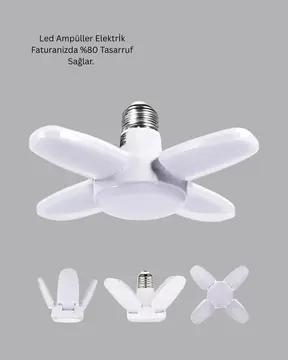 4 Kollu Katlanır Pervane LED Ampül 60 Watt Yüksek Aydınlatma ve Enerji Tasarrufu