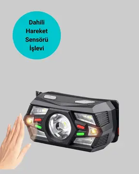 El Sensörlü LED Far Suya Dayanıklı Şarjlı Kafa Lambası