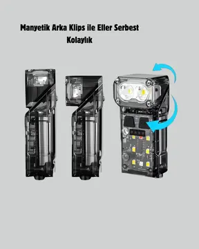 3’ü 1 Arada LED Far Şarj Edilebilir Sensörlü Manyetik 10 Saat Kullanım