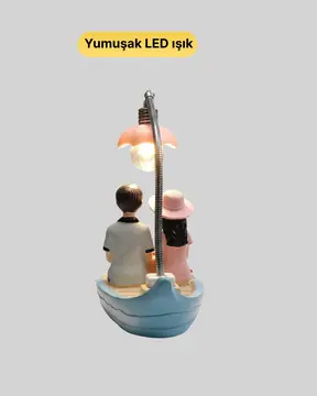 El Ele Tutuşan Çift Figürlü Dekoratif Gece Lambası Romantik Tasarım