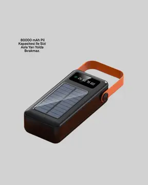 Powerbank Solar Fenerli Çoklu Kablolu Taşınabilir Şarj Aleti