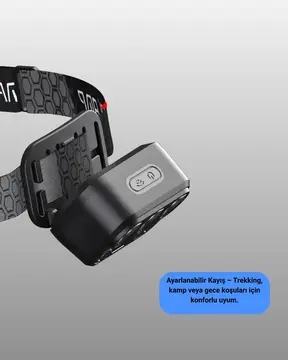 300 Lümen Sensörlü LED Kafa Lambası USB Şarjlı SOS Modlu
