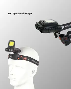 Şarjlı LED Kafa Lambası 800 Lumen COB XPE Ayarlanabilir Başlıklı