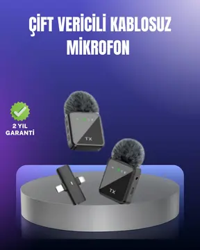 Vlog Podcast ve Röportajlar İçin Kablosuz Çift Yaka Mikrofon