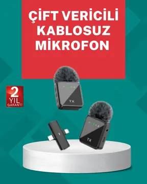 Profesyonel Ses Kayıtları İçin 2’li Kablosuz Yaka Mikrofon Seti