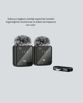 Profesyonel Ses Kayıtları İçin 2’li Kablosuz Yaka Mikrofon Seti