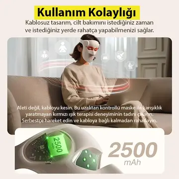 EZERE Yüz İçin Şarjlı 9 Modlu Kızılötesi & Kırmızı Işık Terapisi Maskesi – 480 Boncuklu LED Cilt Bakım Masajı Ev Tipi Işık Terapisi
