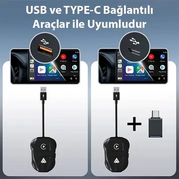 Ally iPhone-Android Kablosuz Carplay 5ghz Adaptör Çevirici -Youtube Netflix Tiktok Video Yansıtıcı