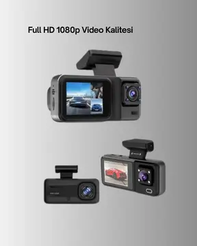 360° Kapsama Sahip Full HD Araç Kamerası 3’lü Kayıt Gece Görüşlü DashCam