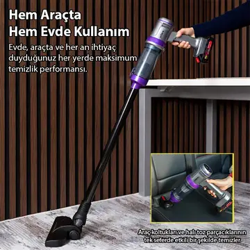 Ezere Powerstorm Kablosuz El Süpürgesi 20000Pa Çekim Gücü 3 Kademeli HEPA Filtre 21V 2.0Ah Batarya