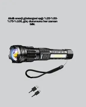 Güçlü LED El Feneri Şarj Edilebilir Çok Modlu