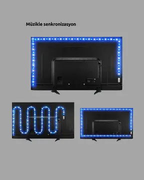 TV Arkası LED Şerit Işık Otomatik Açma Kapama Özellikli 2mt