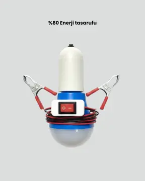 Timsah Kıskaçlı 12V LED Ampul Kamp ve Acil Durum Lambası