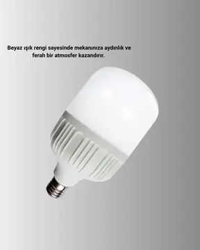 Şarjlı LED Torch Ampul 30 Watt Beyaz Işık Enerji Tasarruflu