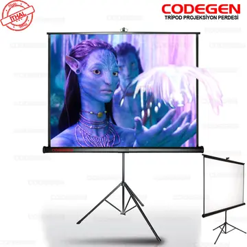 Codegen TX-18 TRIPOD PROJEKSİYON PERDESİ 180X180 (Arkası Siyah Fonlu - Taşınabilir Ayaklı Model)(1923)