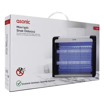 ASONIC AS-A29 Siyah 6W 2000V Masaüstü Zincir Askılı 2adet UV Mor Işıklı Siyah Kasa Sinek Öldürücü(1923)