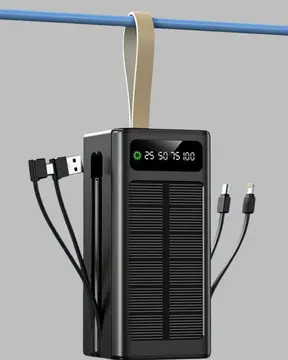 LED Aydınlatmalı Güneş Panelli Powerbank Seyahat ve Kamp İçin