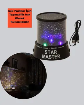 Galaxy Efektli LED Yıldız Projektör Renk Değiştirmeli Oda Aydınlatması