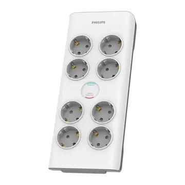 PHILIPS SPN7080WA/62 8 Soket Akım Korumalı Priz 900 Joules 2Mt Örgülü Kablo (Beyaz)(1923)