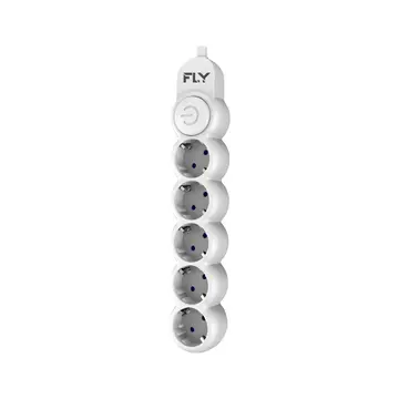 FLY 3394-01 5 Soket Akım Korumalı Priz 2.1A Anahtarlı 2Mt Kablo (Beyaz)(1923)