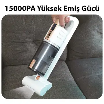 Ezere 15000pa LED Işıklı Kuru Islak Kullanım  Kablosuz Güçlü El Araç-Ev Süpürgesi