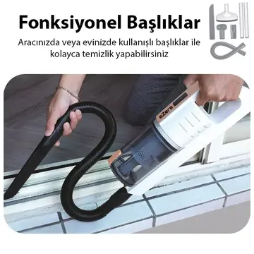 Ezere 15000pa LED Işıklı Kuru Islak Kullanım  Kablosuz Güçlü El Araç-Ev Süpürgesi
