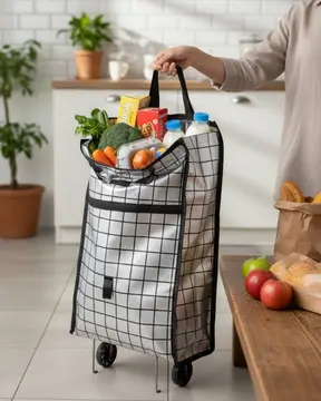 Sağlam Gövdeli Sessiz Tekerlekli Pazar ve Market Çantası