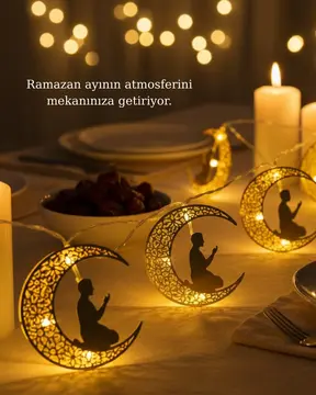 Ramazan Temalı Ay İçinde Secde Eden Adam LED Peri Işığı