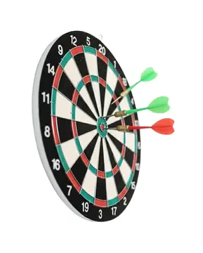 Şık Tasarımlı 15 İnç Dart Tahtası Metal Uçlu 4 Ok Seti