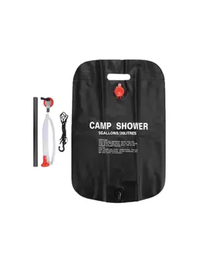 Solar Kamp Duşu 20 Litre Taşınabilir Şeffaf Su Seviyeli Dış Mekan Duş Sistemi
