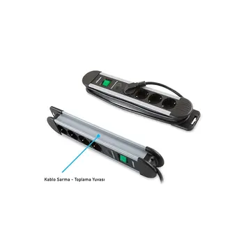 S-LINK Swapp SPGKS03 3 Soket Akım Korumalı Priz 1.5Mt Kablo 900 Joule (Gri) %100 Bakır(1923)