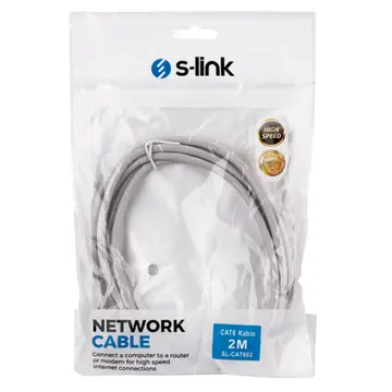 S-LINK SL-CAT602 CAT6 Patch 2Mt Kablo (Gri)(1923)