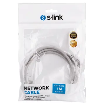 S-Link SL-CAT601 CAT6 Patch 1Mt Kablo (Gri)(1923)