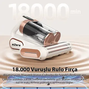 Ezere DustAway 17000Pa Güçlü Kablosuz Akar ve Toz UV Işıklı Yatak ve Koltuk Temizleyici