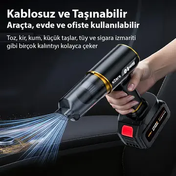 EZERE ST-6609C 20000pa Güçlü Dijital Göstergeli Vakumlu Kablosuz Üflemeli Araç Süpürgesi