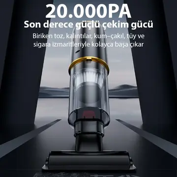 EZERE ST-6609C 20000pa Güçlü Dijital Göstergeli Vakumlu Kablosuz Üflemeli Araç Süpürgesi