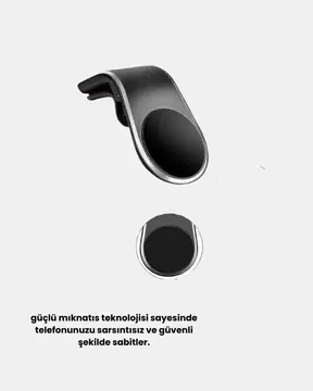Araç İçi Manyetik Telefon Tutucu Güçlü Klipsli ve 360 Derece Ayarlanabilir