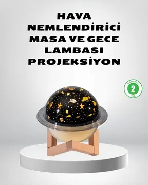 USB Projeksiyon Gece Lambası ve Hava Nemlendirici – Aromaterapi Destekli Taşınabilir Mini