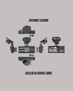G-Sensörlü 3'lü Kayıtlı Araç Kamerası