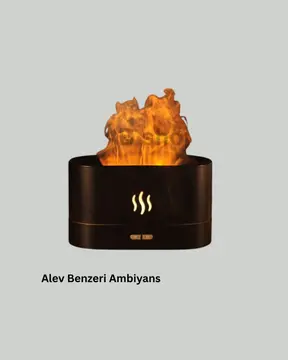 Aromatik Oda Kokusu Difüzörü Alev Tasarımlı LED Işıklı Nemlendirici