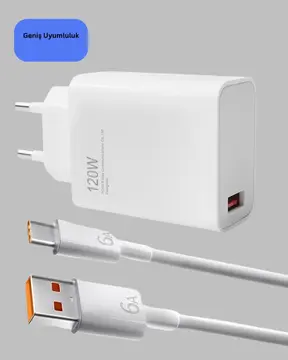 120 Watt Hızlı Şarj Adaptörü Samsung S20 S21 S22 S23 Uyumlu