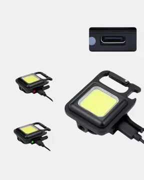 Şarjlı COB LED Anahtarlık Fener – 4 Modlu Manyetik ve Katlanabilir Standlı